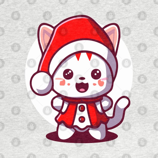 Cute Cat Wearing Santa Suit by Mr.FansArt